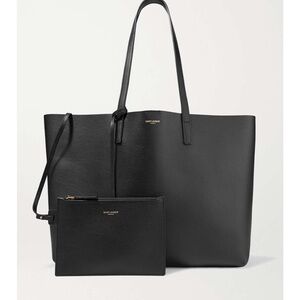 YSL Yves Saint Laurent East / West Large Shopper Tote Bag Black Calf Leather